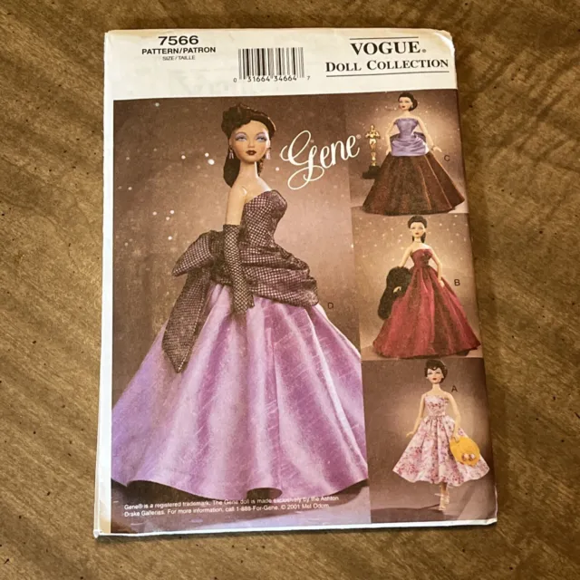 Vogue Collection GENE 7566 Brenda Starr Fashion Doll Pattern Dresses Gown Uncut