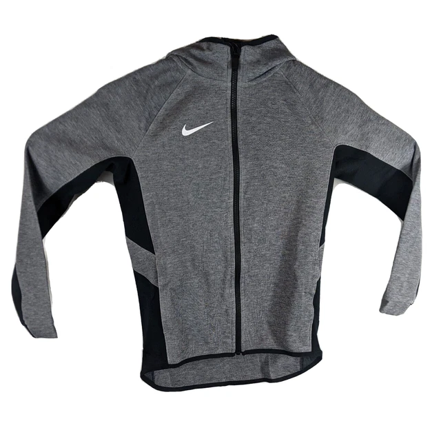 Boys Gray Hoodie Medium Sweatshirt Full Zip Warm Up Nike Dri Fit