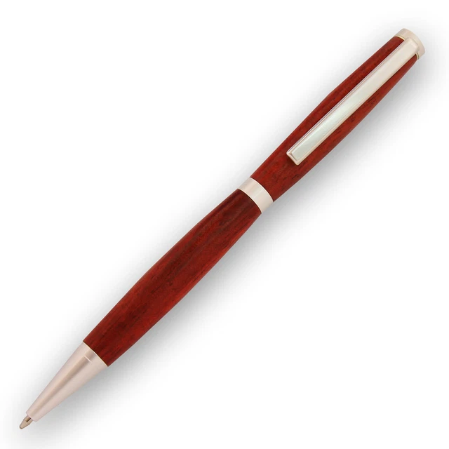 Kit de bolígrafo Slimline, acabado plateado satinado, kit individual, torneado en madera heredado