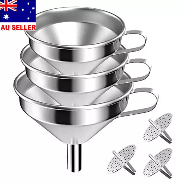 Large Stainless Steel Funnel Oil Liquid Metal Funnel With Detachable Filter AU