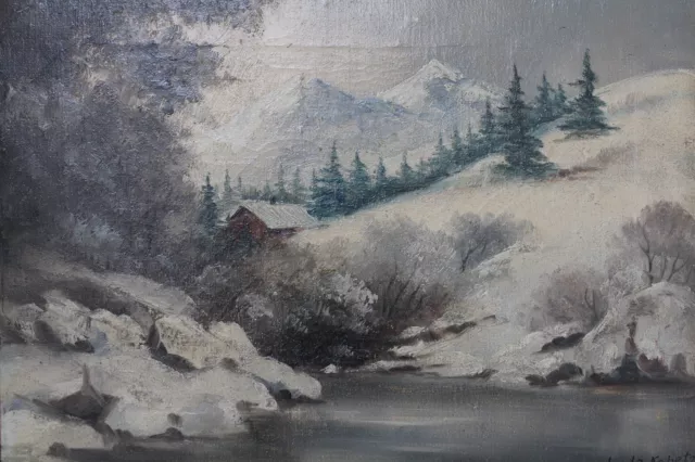 J.JAKOBETZ PEINTURE PAYSAGE "LES ALPES" FIN XIXème siècle