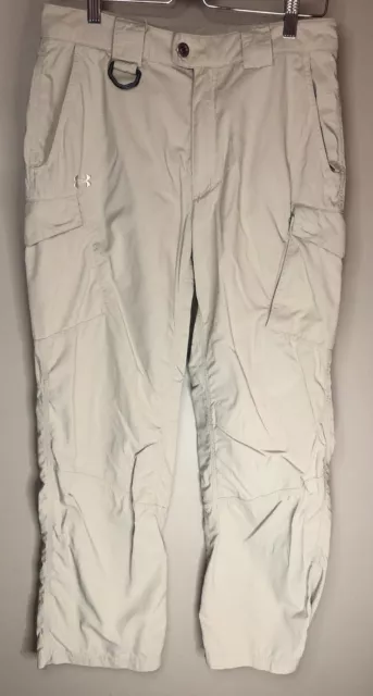 UNDER ARMOUR Tactical NYLON CARGO PANTS Men's Sz 32X32 Khaki Tan Rip Stop