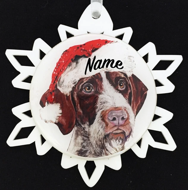 Santa German Wirehaired Pointer Dog Christmas Ornament - Free Personalization