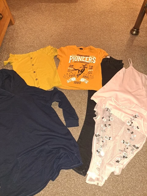 Large Bundle Of Girls Clothing Age 12 To 13 Years Jeans Blouses Vest Tshirt...