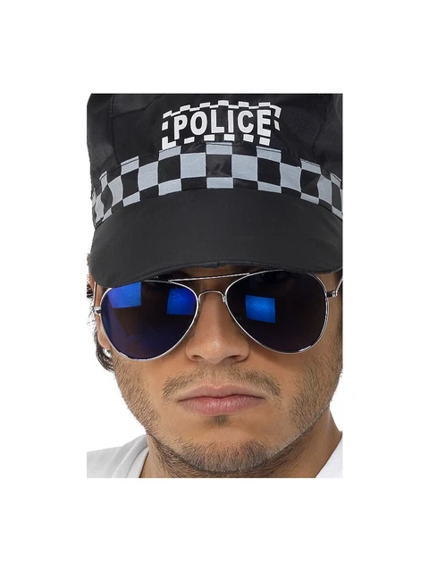 Poliziotto Police Occhiali Motociclista Swat Pilota Blu Specchio Aviator Nuovo