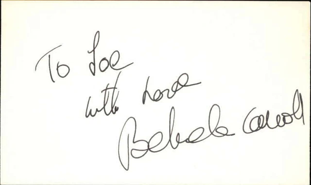 Barbara Carroll Actress / Singer Signed 3" x 5" Index Card