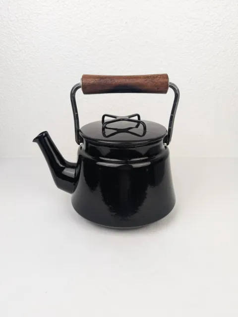 Vtg Dansk International Kobenstyle Black Enamel Tea Kettle Teapot Danish MCM