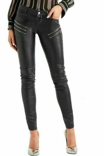 Leather Pant For Women's Moto Biker High Waist Trousers 100% Genuine Lambskin