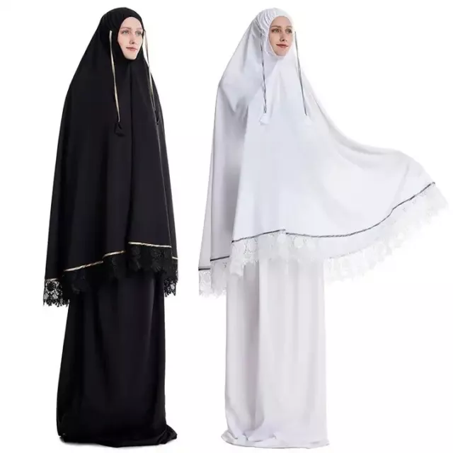 2 Pieces Sets Muslim Arab Women Overhead Hijab Skirts Prayer Khimar Abaya Dress
