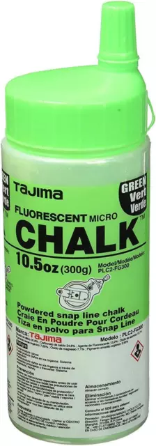 TAJIMA Micro Chalk - Fluorescent Green 10.5 oz 300g Ultra-Fine Snap-Line Chalk &