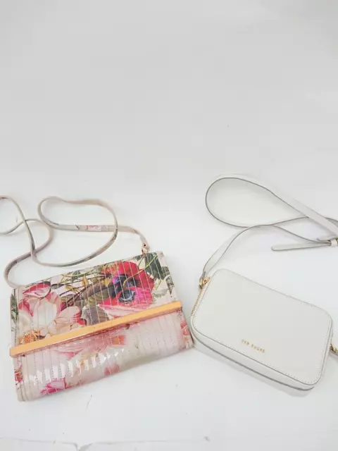Womens Bundle X 2 Ted Baker Crossbody Bags Handbags Clutch Bag Floral & White