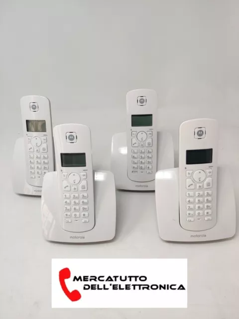 Motorola C404E Telefono Cordless Comunicanti Rubrica 4 Ricevitori Bianco