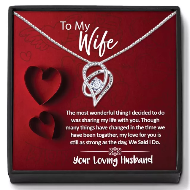 To My Wife Gift Silver Necklace & Personalised Message Gift Box Wife Birthday