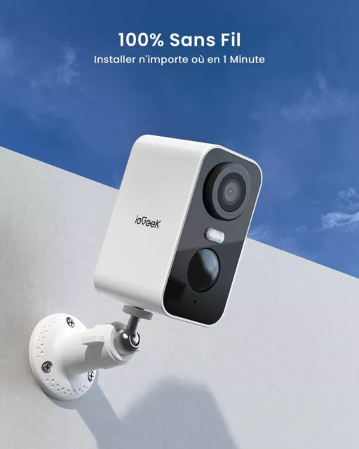 ieGeek 2K Caméra Surveillance WiFi Exterieure sans Fil Batterie AI,PIR Détection 2