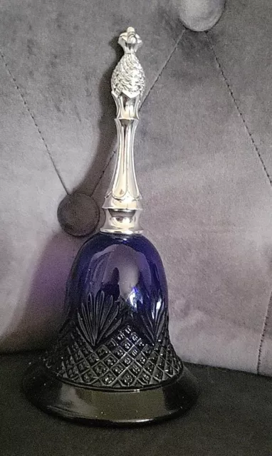 Avon Perfume Bottle Vintage Blue Glass Bell Moonwind Perfume Some Left In