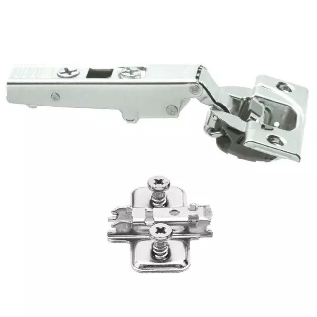 Blum Hinges Soft Close Clip On 71B3550 & Mount Plate 110 Degree Overlay + Vis