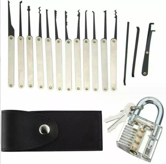 19PCS Hook Lock Set Key Extractor Transparent Training Practice Padlocks