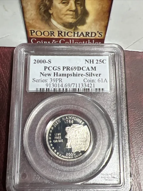 2000S New Hampshire State Quarter Silver PCGS Certified PR69DCAM SQ1139