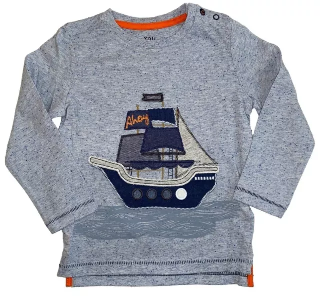 new boys baby Mothercare long sleeved ship boat themed top/t-shirt. 3mths-5yrs.