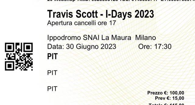 Biglietto Travis Scott - PIT - Milano, Ippodromo SNAI - 30/06/2023 