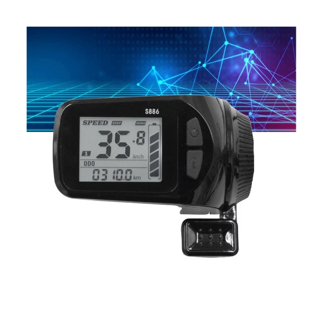 Panneau LCD S886 Pour Vélo Électrique – 24V à 60V – Accélérateur Pouce 5PIN – SODIAL Noir