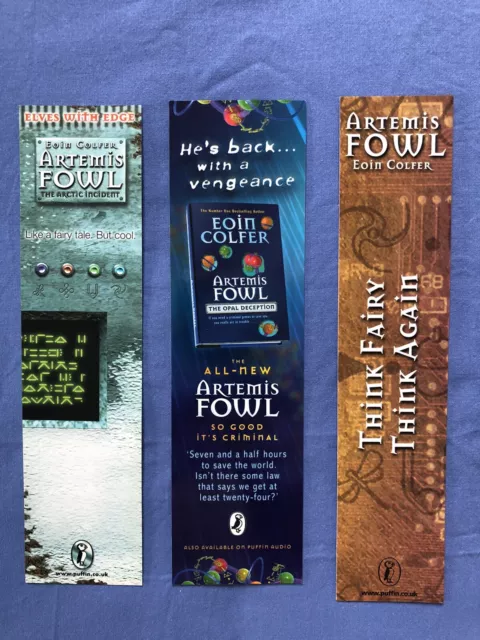 Artemis Fowl - Eoin Colfer - Rare set of 3 Promotional Bookmarks