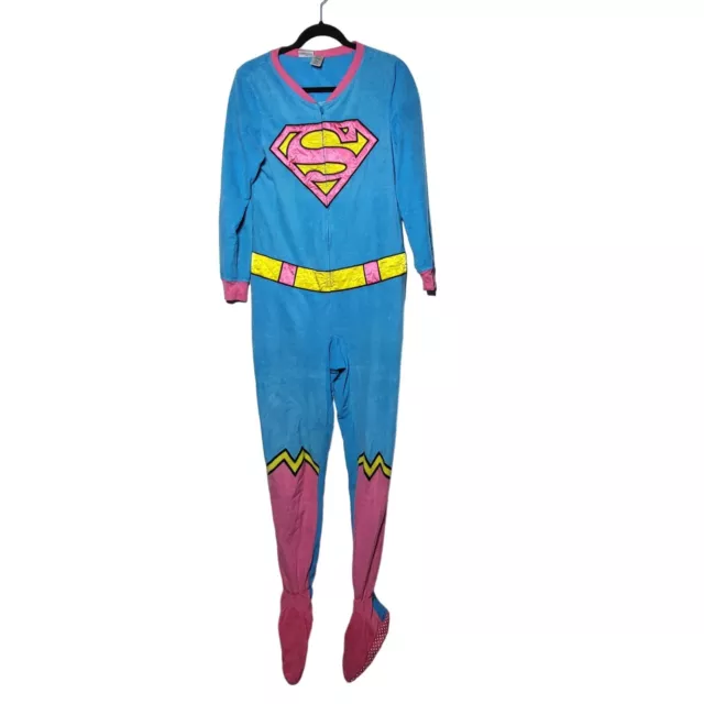 SUPERGIRL WOMENS FOOTIE Bodysuit Pajamas Size Medium DC Comics