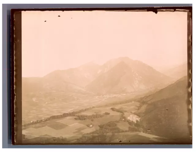 France, Paysage montagneux  Vintage citrate print.  Tirage citrate  9x12