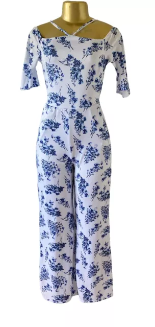 VENUS Womens Size XS Floral Print 3/4 Sleeve Pant Suit One Piece Jumpsuit Romper