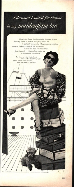 Vintage  1954 Maidenform Bra  Sexy Magazine Ad   I Dreamed I Sailed For Europe