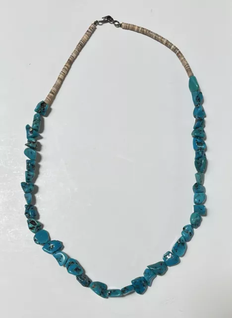Native American Sterling Silver Turquoise Nugget Necklace