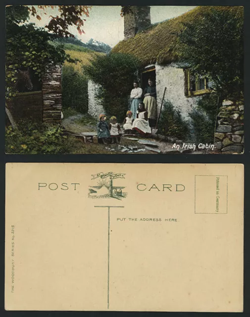 Ireland Old Postcard AN IRISH CABIN, Cottage & Children