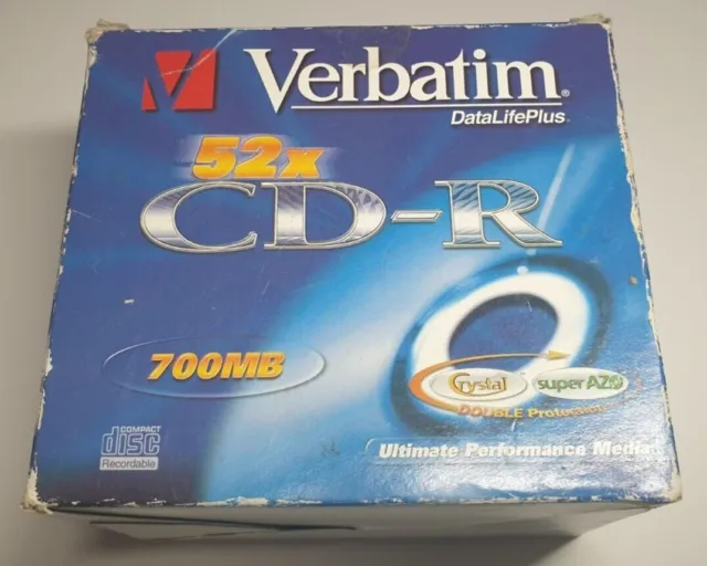 Verbatim CD-R 52x Speed, 80min/700MB (Individually Factory Sealed) 10 pack