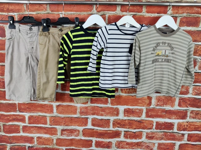Baby Boy Bundle Age 12-18 Months Next H&M Trousers Stripe Top T-Shirt Set 86Cm