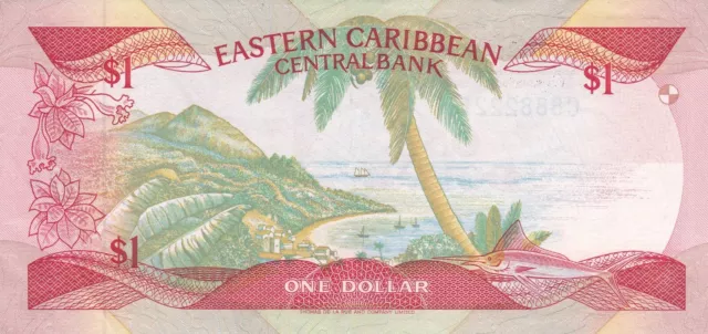 p-100321 East Caribbean States 1 Dollar 1988-89 !!! RARE Number !!! 2