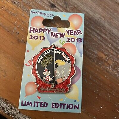 Disney Wdw Happy New Year 2012 / 2013 Dumbo & Timothy Mouse Hinged Le 3000 Pin