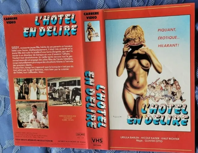 Ancienne Jaquette De Cassette Vhs  28,5 X 21 " L'hotel En Delire   " Erotique