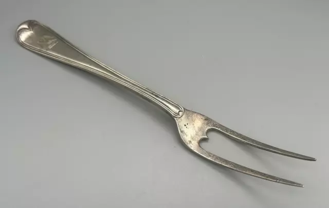 1840 Mary Chawner London Solid Silver Military Fiddle Thread Eagle Meat Fork