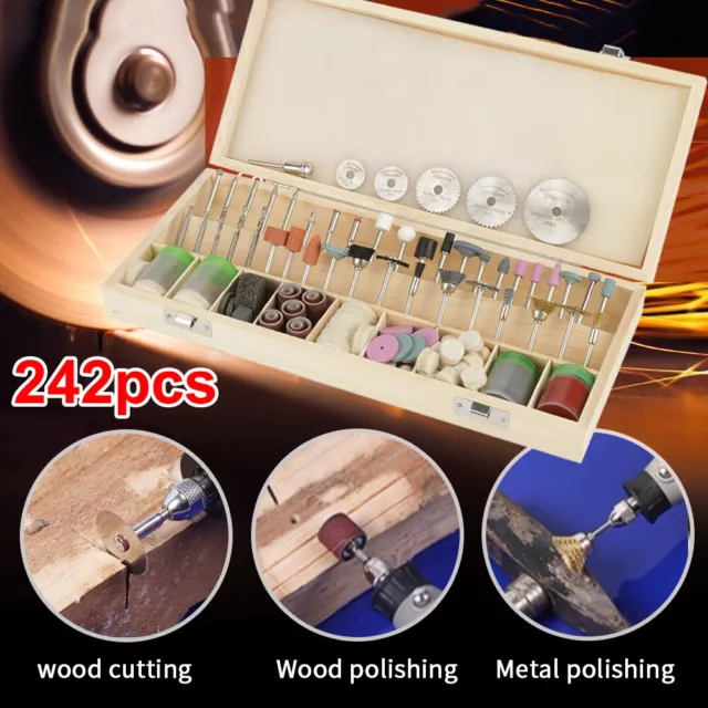 242× Dremel Rotary Tool Kit DIY Carving Grinding Polishing Shank Craft Bits SPT 2