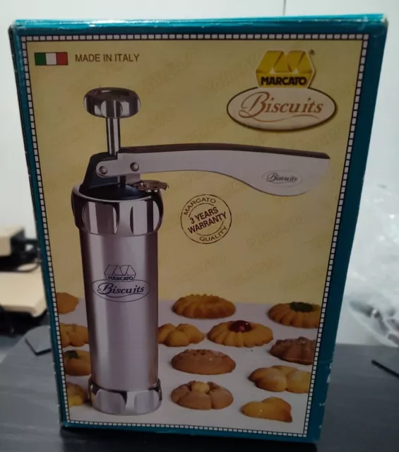 Vintage  Marcato Biscuits Cookie Press 20 Discs And  Instructions Made In Italy