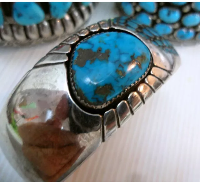 Navajo Gene Jackson Gem MORENCI TURQUOISE STERLING SILVER CUFF BRACELET SZ 6.5