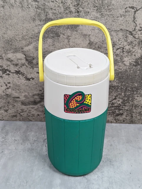 Vintage 1993 Retro Coleman Water Drink Cooler Jug 90s Neon Yellow Green 5590