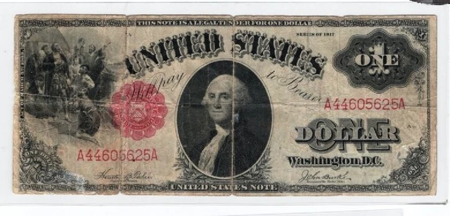 1917 Red Seal One Dollar Large Note Legal Tender $1 Paper Money Lot L-1
