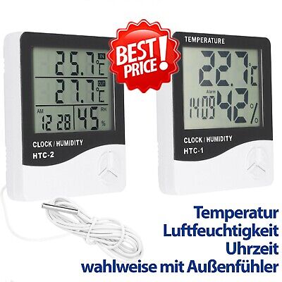 Zerama HC520 Digital In/Out-Thermometer-Hygrometer-Temperatur-Feuchtigkeits-Messinstrument LCD-Wetterstation mit Sensor-Draht 