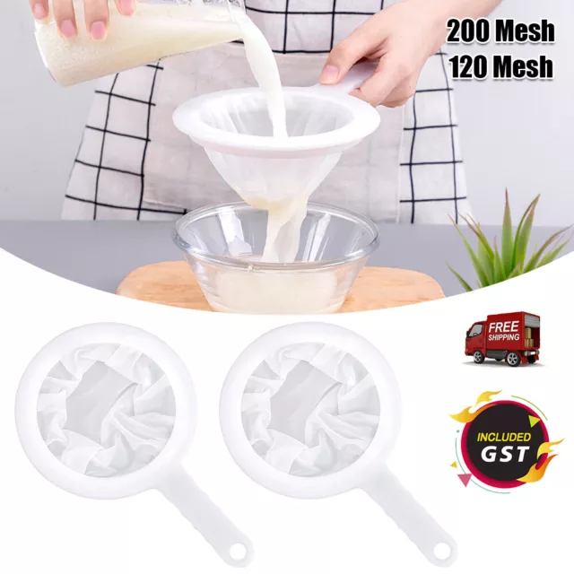 120/200 Mesh Micron Reusable Nylon Fine Mesh Food Strainer Filter Spoon Kitchen