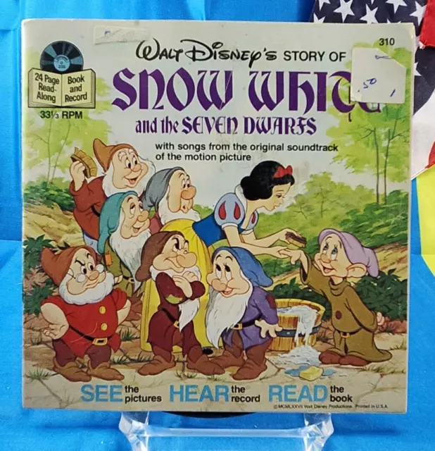 Vintage Walt Disney Snow White Read Along Book and Record 310