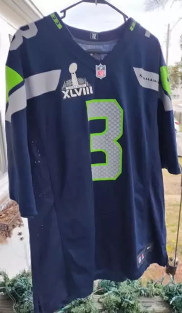 Seattle Seahawks Russel Wilson NFL Super Bowl XLVIII NIKE Game Jersey Men's XL