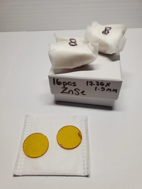 16 PC Lot ZNSE Zinc Selenide Crystal Windows Optics 2nds Quality 17.76mm x 1.5mm