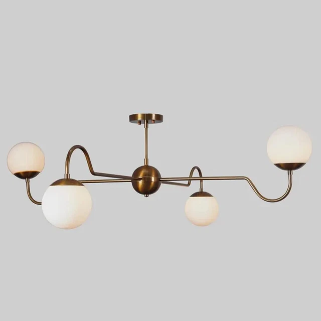 Lustre Spoutnik Design En Laiton Fait Main - Style Milieu Du Siècle, Bras Réglables - Personnalisable, Neuf