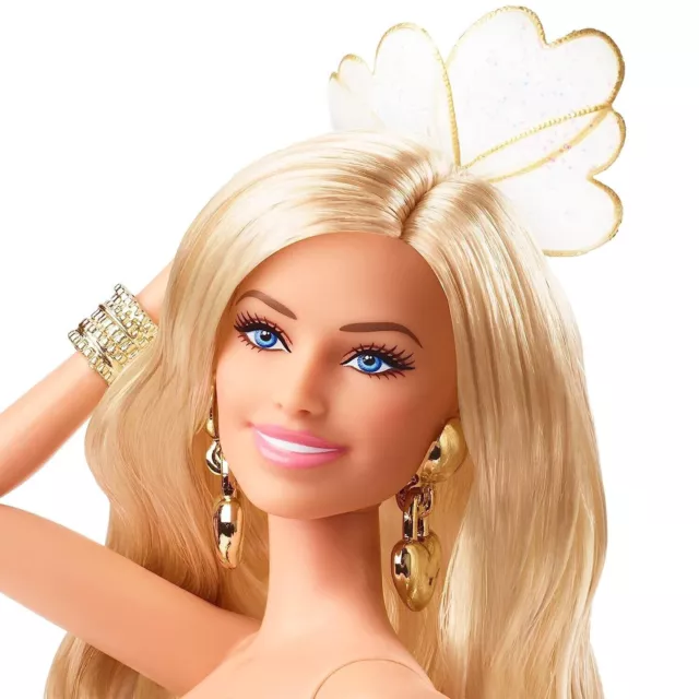 Wearing Gold Disco Barbie Golden Long Hair Margot Robbie as Collectible Doll